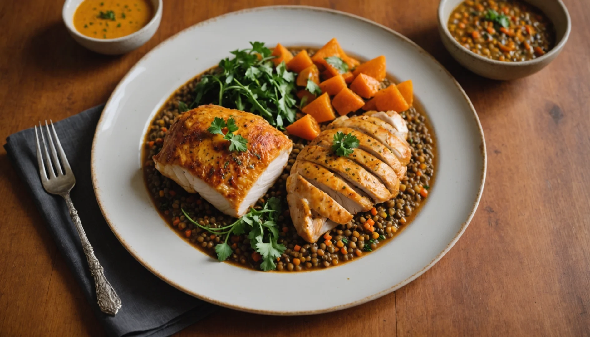 recette lentilles corail lait de coco poulet