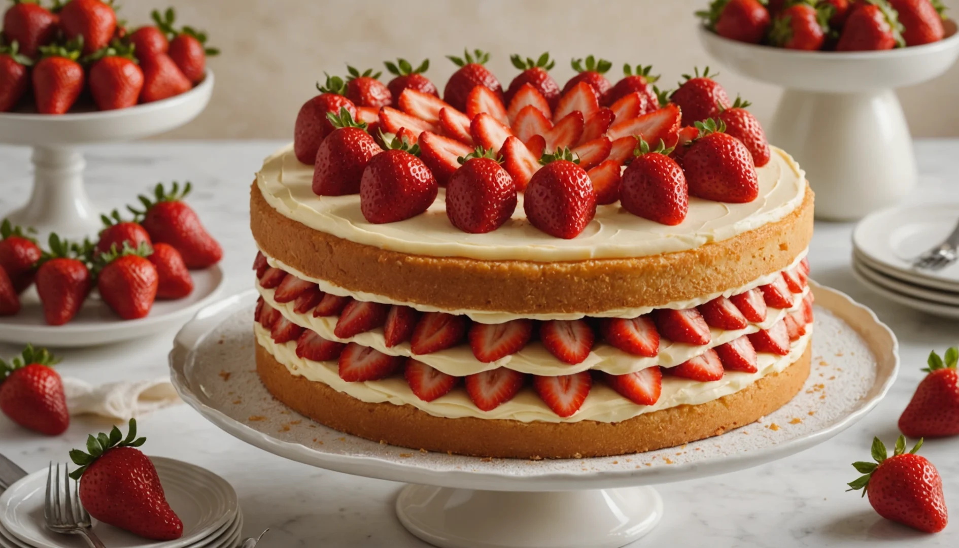 génoise aux fraises crème pâtissière